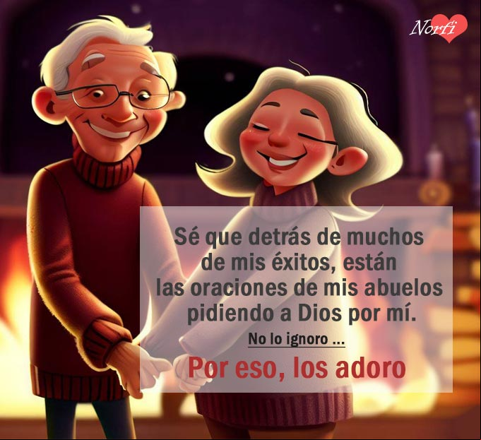 Dos abuelos de la mano delante de la chimenea del hogar