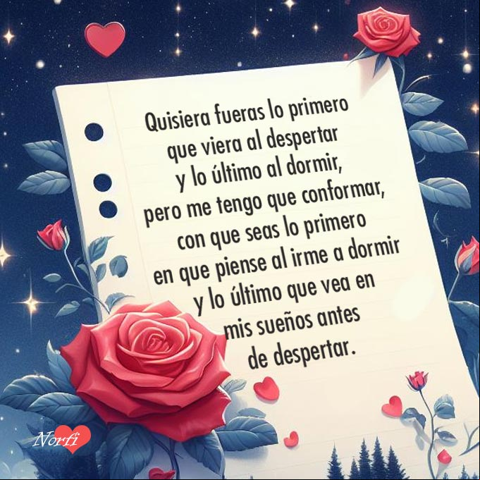 Nota de texto con rosa roja encima, fondo cielo estrellado
