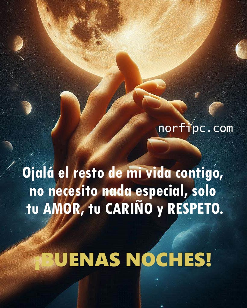 Quiero pasar el resto de mi vida contigo, no necesito nada especial, solo tu amor, tu cariño y respeto Manos de un hombre y de una mujer con dedos entrelazados, fondo luna llena
