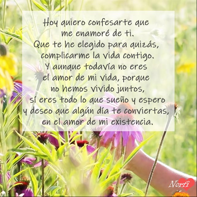 Eres todo lo que sueño y espero y deseo que algún día te conviertas, en el amor de mi existencia El amor de mi existencia