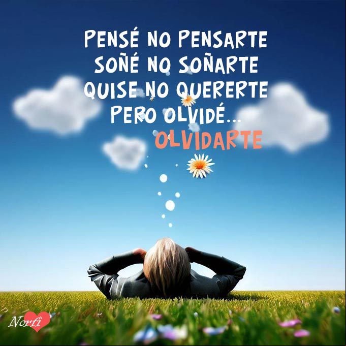 Pensé no pensarte, soñé no soñarte, quise no quererte, pero olvidé... olvidarte Persona acostada sobre la hierba