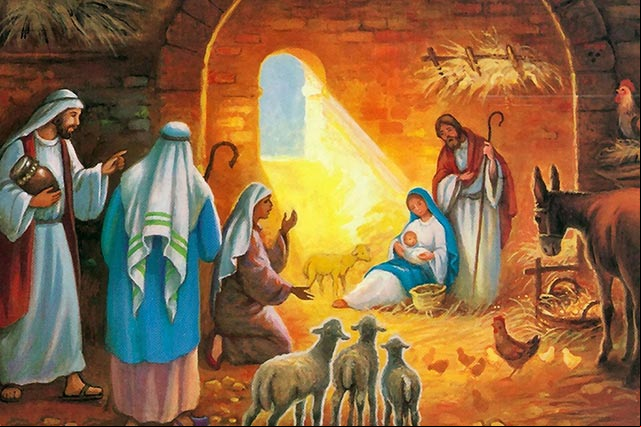 Antigua pintura del nacimiento de Jesús de Nazaret, en un humilde pesebre en Belén Antigua pintura del nacimiento de Jesús de Nazaret, en un humilde pesebre en Belén