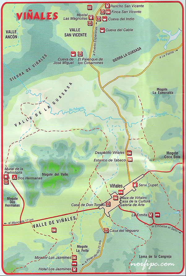 Mapa turístico del Parque de Viñales Mapa turístico del Parque de Viñales