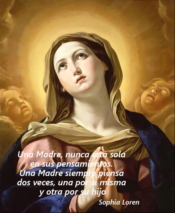 Una Madre, nunca está sola en sus pensamientos. Una Madre siempre piensa dos veces, una por sí misma y otra por su hijo. Pensamiento de Sophia Loren dedicado a una #Madre Una Madre piensa por si misma y por su hijo