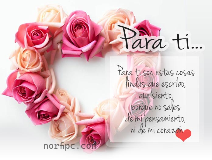 Para ti son estas cosas lindas que escribo, que siento, porque no sales de mi pensamiento, de mi corazón