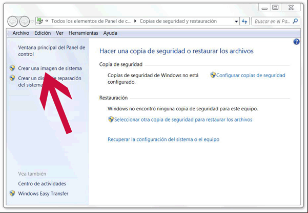 Crear una copia de seguridad o imagen del sistema