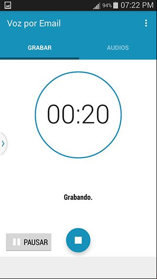 Grabando un mensaje de voz con la aplicacion para Nauta Voz por Email
