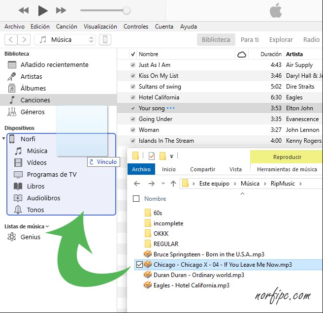 Copiar una canción al iPhone desde desde el explorador de windows Copiar una canción al iPhone desde desde el explorador de windows