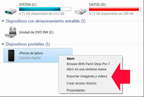 Descargar y guardar las fotos del iPhone en el equipo