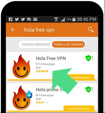 Instalar la aplicación Hola Free VPN en Android desde la tienda de Aptoide Instalar la aplicación Hola Free VPN en Android desde la tienda de Aptoide