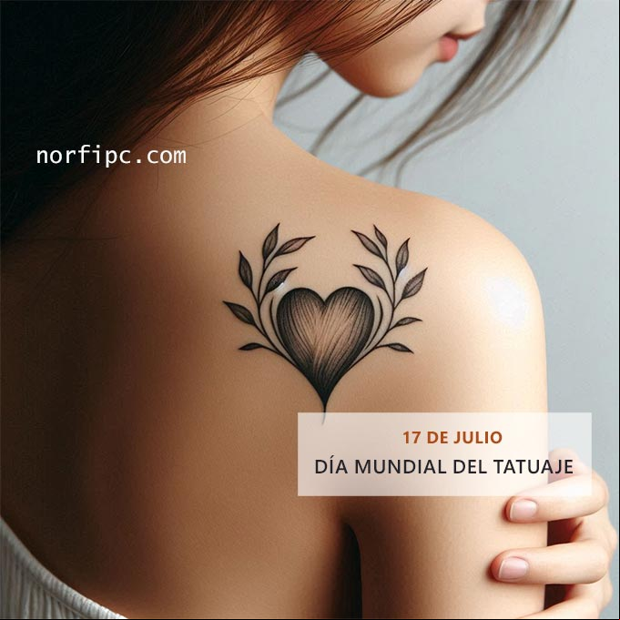 Tatuaje de un corazon en un hombro