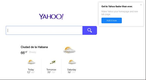 Pagina de inicio del buscador Yahoo