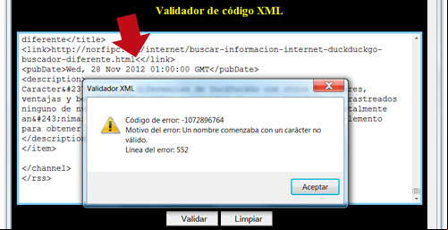 Aplicación para validar archivos y código XML