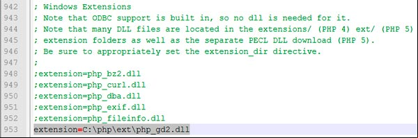 Configurar las extensiones en PHP