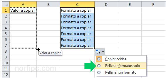 Copiar el valor y el formato de una celda en Excel