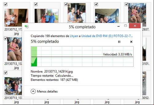 Copiar archivos para grabar un disco de fotos Copiar archivos para grabar un disco de fotos