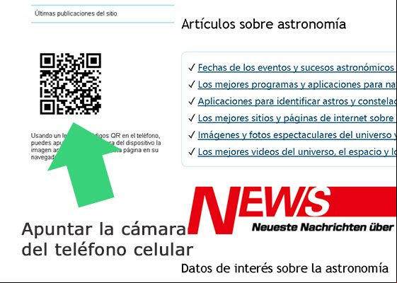 Código QR que permite cargar las paginas en el navegador del teléfono celular o tableta