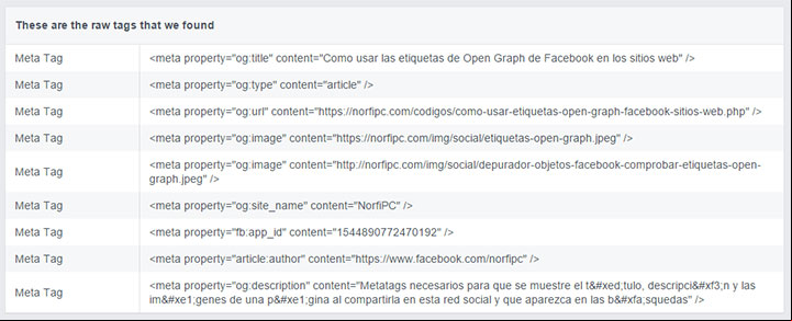 Etiquetas Open Graph de esta página encontradas y revisadas por el depurador Etiquetas Open Graph de esta página encontradas y revisadas por el depurador