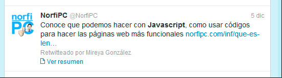 Tweet que usa la función de Twitter Card
