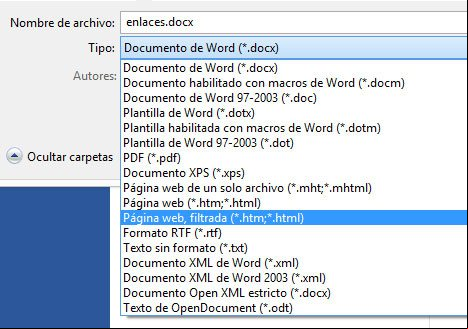 Guardar un documento de Word como una pagina web en HTM