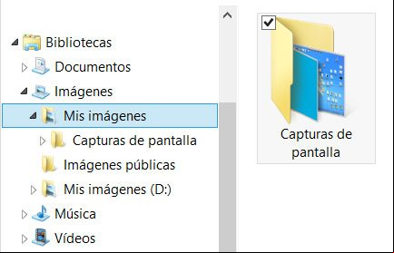 Carpeta donde se guardan las imágenes capturadas en Windows
