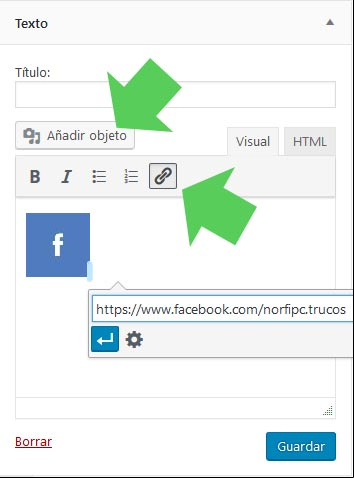 Crear icono para enlace a perfil social o página de Facebook
