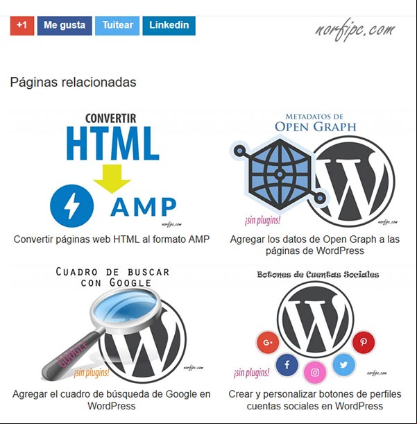 Mostrar cuatro miniaturas en las páginas relacionadas, modificando el código